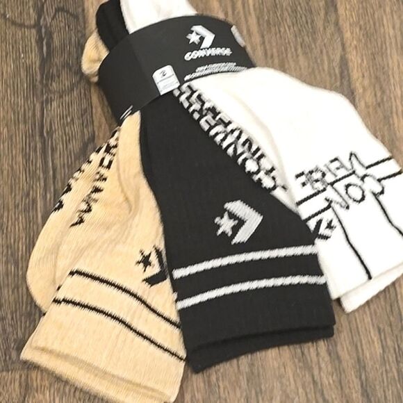 Converse 3-PK  Logo Chevron Star Half Cushion Crew Socks - Picture 3 of 5